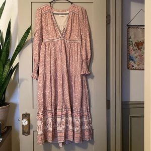 Bohme Pink Midi Dress Floral Mauve XS